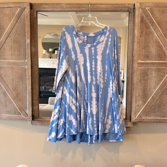 Tie Dye Tunic Dress High Low Flowy Sky Blue Womens Small - Picture 14 of 15